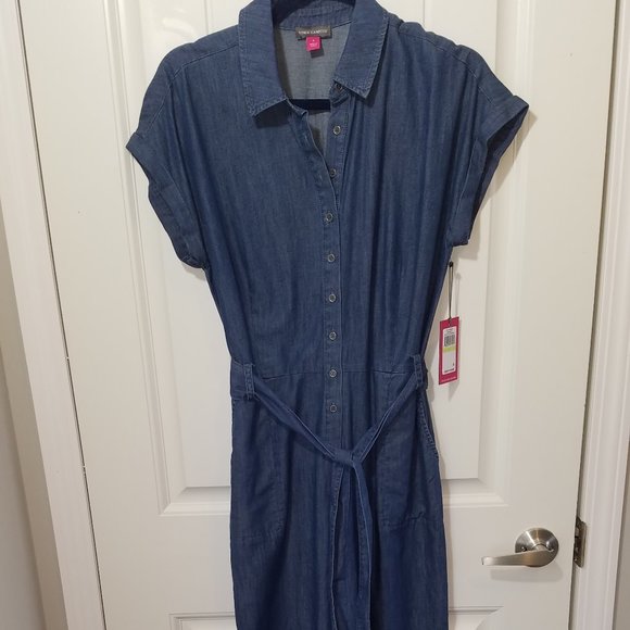 vince camuto denim jumpsuit